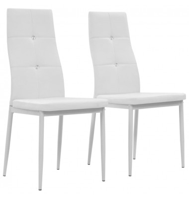  Valgomojo kėdės, 2 vnt., baltos spalvos, dirbtinė oda - Valgomojo Kėdės - 1