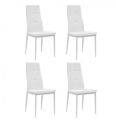  Valgomojo kėdės, 4 vnt., baltos spalvos, dirbtinė oda - Valgomojo Kėdės - 1