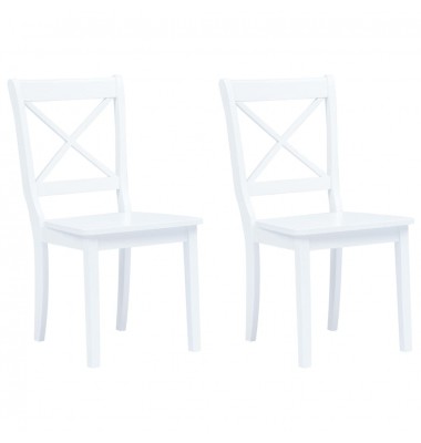  Valgomojo kėdės, 2 vnt., balt. sp., kaučiukmedžio med. masyvas - Valgomojo Kėdės - 1