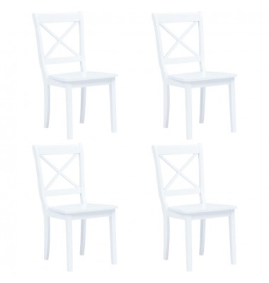  Valgomojo kėdės, 4 vnt., balt. sp., kaučiukmedžio med. masyvas - Valgomojo Kėdės - 1