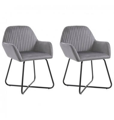 Valgomojo kėdės, 2vnt., pilkos spalvos, aksomas - Valgomojo Kėdės - 1