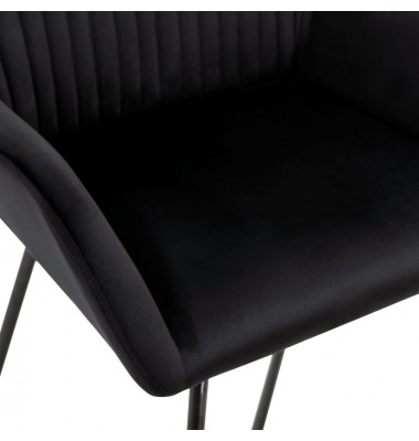  Valgomojo kėdės, 2 vnt., juodos spalvos, aksomas - Valgomojo Kėdės - 6