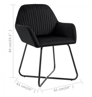  Valgomojo kėdės, 2 vnt., juodos spalvos, aksomas - Valgomojo Kėdės - 8