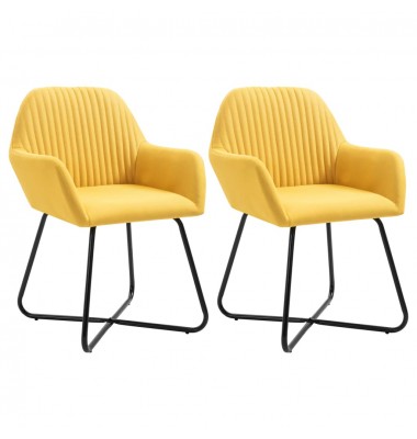  Valgomojo kėdės, 2vnt., geltonos spalvos, audinys - Valgomojo Kėdės - 1