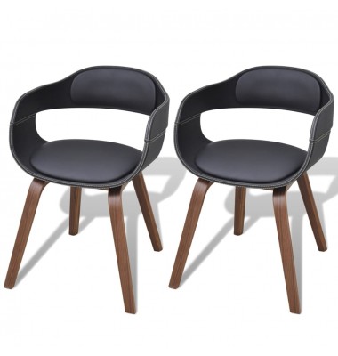  Valgomojo kėdės, 2vnt., juodos, išlenkta mediena, dirbtinė oda  - Valgomojo Kėdės - 1