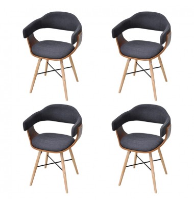 Valgomojo kėdės, 4vnt., tamsiai pilkos, mediena ir audinys - Valgomojo Kėdės - 1