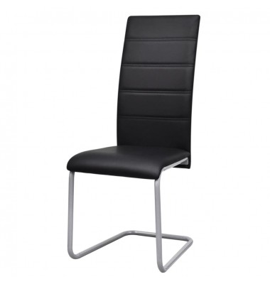  Gembinės valgomojo kėdės, 6 vnt., juodos, dirbtinė oda  - Valgomojo Kėdės - 2