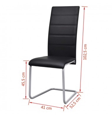  Gembinės valgomojo kėdės, 6 vnt., juodos, dirbtinė oda  - Valgomojo Kėdės - 8