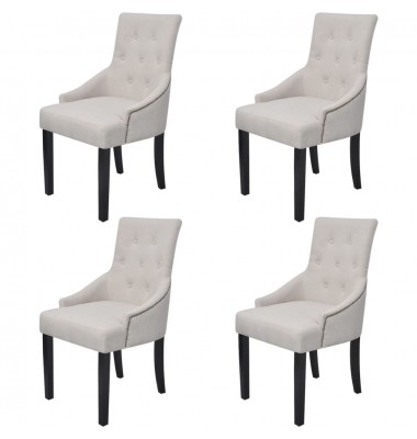  Valgomojo kėdės, 4vnt., kreminės pilkos spalvos, audinys - Valgomojo Kėdės - 1