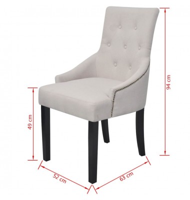  Valgomojo kėdės, 4vnt., kreminės pilkos spalvos, audinys - Valgomojo Kėdės - 7