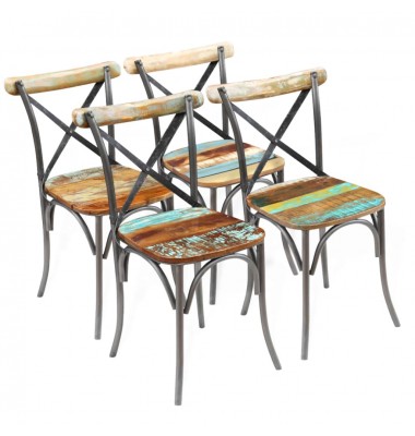  Valgomojo kėdės, 4 vnt., perdirbtos medienos masyvas - Valgomojo Kėdės - 1