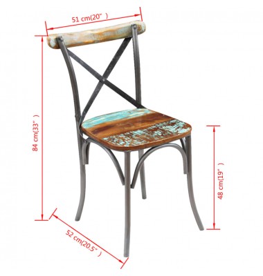  Valgomojo kėdės, 4 vnt., perdirbtos medienos masyvas - Valgomojo Kėdės - 9