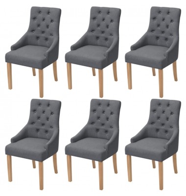  Valgomojo kėdės, 6 vnt., tamsiai pilkos, audinys - Valgomojo Kėdės - 1