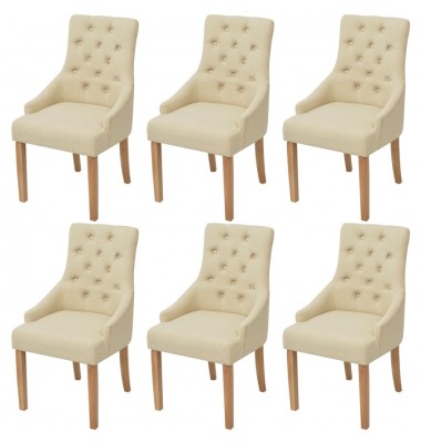  Valgomojo kėdės, 6 vnt., kreminės spalvos, audinys - Valgomojo Kėdės - 1