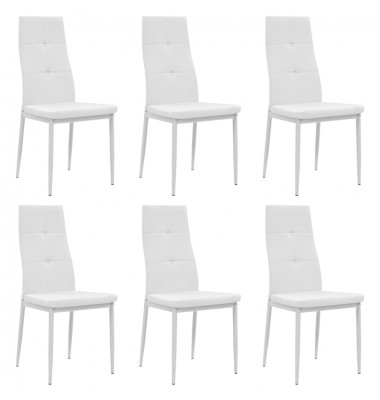  Valgomojo kėdės, 6vnt., baltos, dirbtinė oda - Valgomojo Kėdės - 1