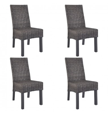 Valgomojo kėdės, 4 vnt., rudos, Kubu ratanas ir mango mediena  - Valgomojo Kėdės - 1