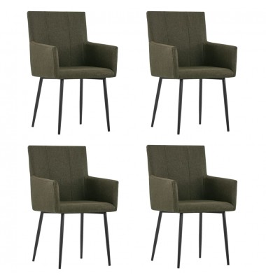  Valgomojo kėdės su porankiais, 4vnt., rudos spalvos, audinys  - Valgomojo Kėdės - 1