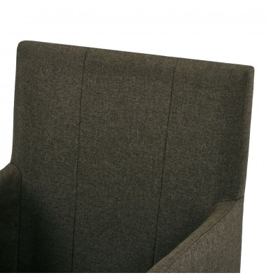  Valgomojo kėdės su porankiais, 4vnt., rudos spalvos, audinys  - Valgomojo Kėdės - 6
