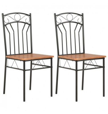  Valgomojo kėdės, 2 vnt., rudos spalvos, MDF - Valgomojo Kėdės - 1