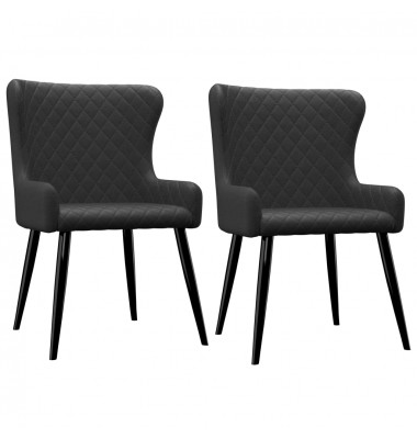  Valgomojo kėdės, 2 vnt., juodos spalvos, audinys - Valgomojo Kėdės - 1