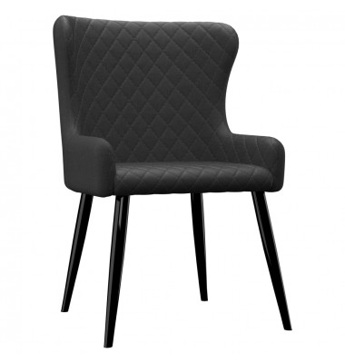  Valgomojo kėdės, 2 vnt., juodos spalvos, audinys - Valgomojo Kėdės - 2