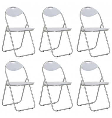  Sulankstomos valgomojo kėdės, 6vnt., baltos sp., dirbtinė oda - Valgomojo Kėdės - 1