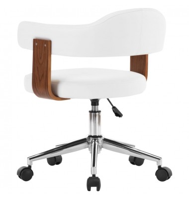  Pasukama valgomojo kėdė, balta, lenkta mediena ir dirbtinė oda  - Valgomojo Kėdės - 4