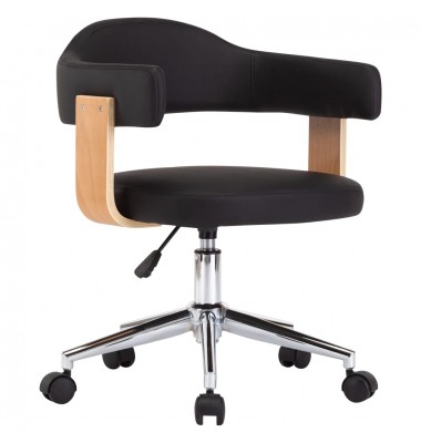  Pasukama valgomojo kėdė, juoda, lenkta mediena ir dirbtinė oda - Valgomojo Kėdės - 2