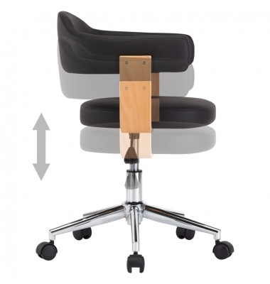  Pasukama valgomojo kėdė, juoda, lenkta mediena ir dirbtinė oda - Valgomojo Kėdės - 4