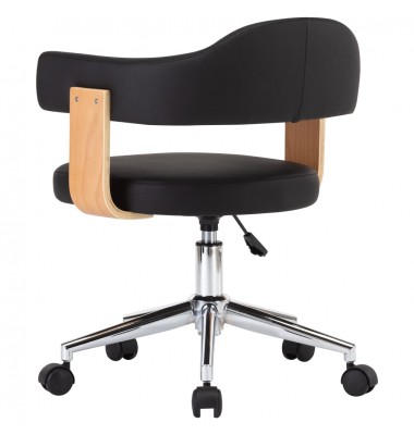  Pasukama valgomojo kėdė, juoda, lenkta mediena ir dirbtinė oda - Valgomojo Kėdės - 5