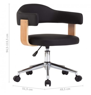  Pasukama valgomojo kėdė, juoda, lenkta mediena ir dirbtinė oda - Valgomojo Kėdės - 8