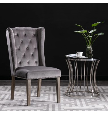  Valgomojo kėdė, pilkos spalvos, aksomas - Valgomojo Kėdės - 1