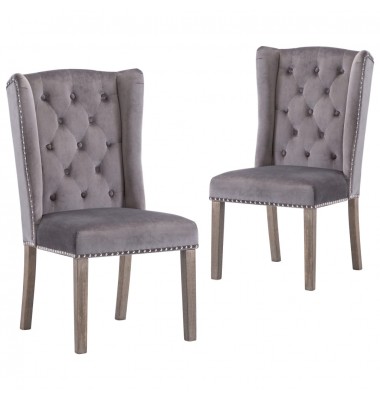 Valgomojo kėdės, 2vnt., pilkos spalvos, aksomas (2x287951) - Valgomojo Kėdės - 1