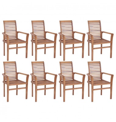  Sudedamos valgomojo kėdės, 8vnt., tikmedžio medienos masyvas - Valgomojo Kėdės - 1