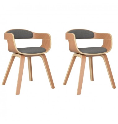  Valgomojo kėdės, 2vnt., šviesiai pilkos, lenkta mediena/audinys - Valgomojo Kėdės - 2