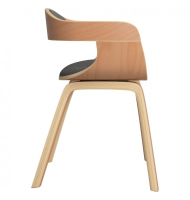  Valgomojo kėdės, 2vnt., šviesiai pilkos, lenkta mediena/audinys - Valgomojo Kėdės - 5