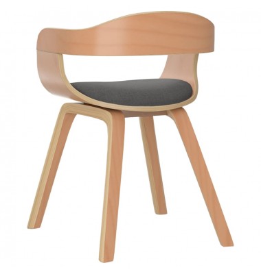  Valgomojo kėdės, 2vnt., šviesiai pilkos, lenkta mediena/audinys - Valgomojo Kėdės - 6