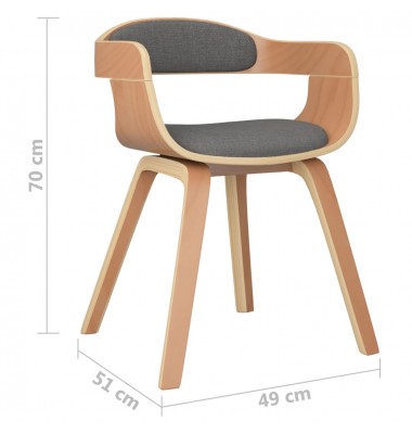  Valgomojo kėdės, 2vnt., šviesiai pilkos, lenkta mediena/audinys - Valgomojo Kėdės - 7