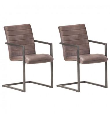  Gembinės valgomojo kėdės, 2vnt., rudos spalvos, tikra oda  - Valgomojo Kėdės - 1