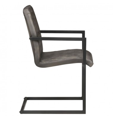  Gembinės valgomojo kėdės, 2vnt., pilkos spalvos, tikra oda  - Valgomojo Kėdės - 4