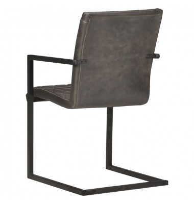  Gembinės valgomojo kėdės, 2vnt., pilkos spalvos, tikra oda  - Valgomojo Kėdės - 5