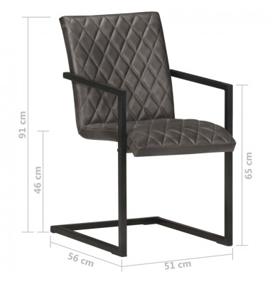 Gembinės valgomojo kėdės, 2vnt., pilkos spalvos, tikra oda  - Valgomojo Kėdės - 9
