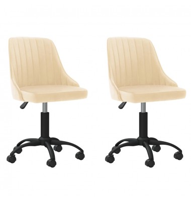  Pasukamos valgomojo kėdės, 2vnt., kreminės spalvos, aksomas - Valgomojo Kėdės - 1