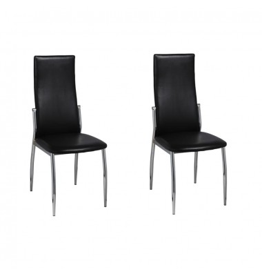 Valgomojo kėdės, 2 vnt., juodos, dirbtinė oda - Valgomojo Kėdės - 1