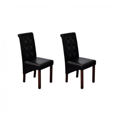  Valgomojo kėdės, 2vnt., juodos, dirbtinė oda  - Valgomojo Kėdės - 1