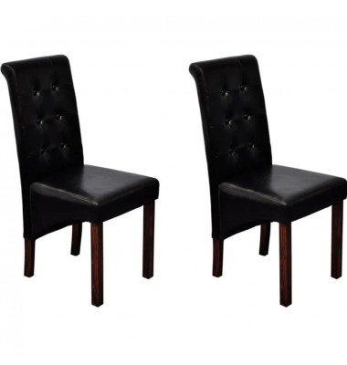  Valgomojo kėdės, 2vnt., juodos, dirbtinė oda  - Valgomojo Kėdės - 8