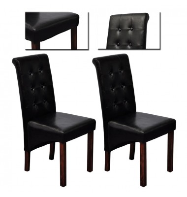  Valgomojo kėdės, 2vnt., juodos, dirbtinė oda  - Valgomojo Kėdės - 9