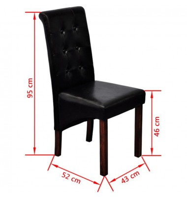  Valgomojo kėdės, 2vnt., juodos, dirbtinė oda  - Valgomojo Kėdės - 10