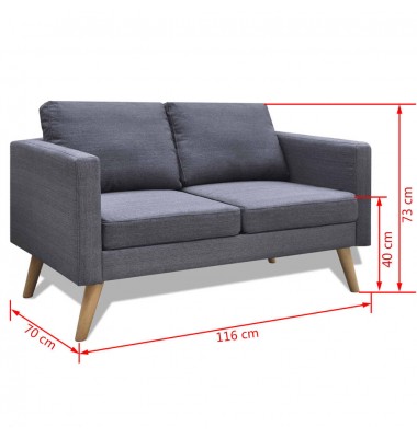  Dvivietė sofa, audinys, tamsiai pilka  - Sofos, sofos-lovos - 5