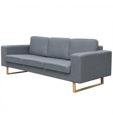 Trivietė medžiaginė sofa, šviesiai pilkos spalvos - Sofos, sofos-lovos - 1